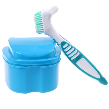 Un Set Proteza Instrument de Curățare Dinți Falși Cutie de Depozitare cu Perdeaua Net Recipient de Curățare Dinți Cazuri False Dinti Periuta de dinti