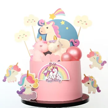 Desene Animate Cu Unicorn Tort Toppers Cupcake Ambalaje Pentru Petrecerea De Ziua Decoratiuni Copii Fată Decor Tort De Consumabile