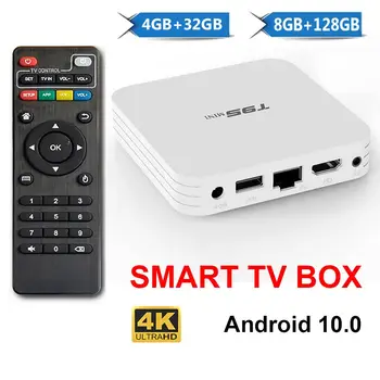T95MINI Smart TV Box Android 10.0 Quad Core 2.4 GHz WiFi Set Top Box 8GB+128GB 4K Media Player H. 265 Home Theater 4GB+32GB