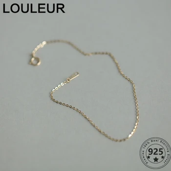 LouLeur 14K Aur Argint 925 Bratari Extrem de Subțire Bratari de Lanț Pentru Fata pentru Femei Bijuterii Fine Cadou 2021 Tendință Simplu