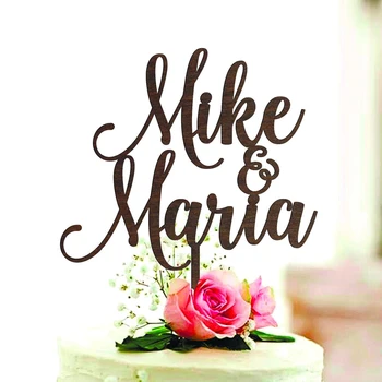 Nunta personalizate tort fân de aur nunta Rustic tort fân lemn Numele Petrecere de Nunta Personalizate pentru nunta Nume Tort Fân