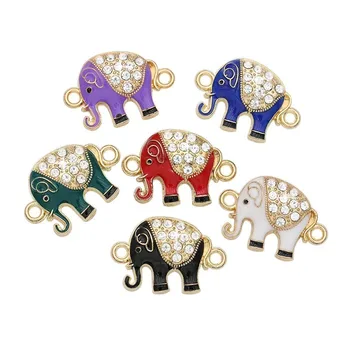 Elefant de cristal Conectori pentru Bijuterii DIY Face prin Picurare Ulei de Culoare Aurie Farmecele pentru Bratari Handmade Ambarcațiuni 16x16mm