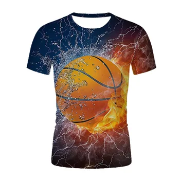 Tricouri de Imprimare 3D Flăcări Sportiv de Baschet Tricou de Moda, Copii, Casual, Băieți și Fete Unisex Kawaii Hip Hop Gât Rotund Tricou Topuri
