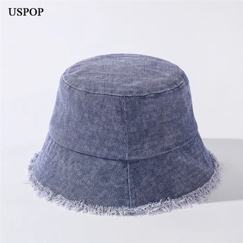 USPOP 2021 noi găleată pălării unisex margini aspre denim găleată pălării femei barbati primavara vara pălării pălării de soare casual
