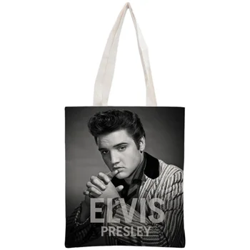 Personalizat Elvis Presley Tote Sac Reutilizabil Geantă De Mână De Femei Umăr Husă Pliabilă Panza De Cumpărături Femei De Saci De Umăr Panza De Sac