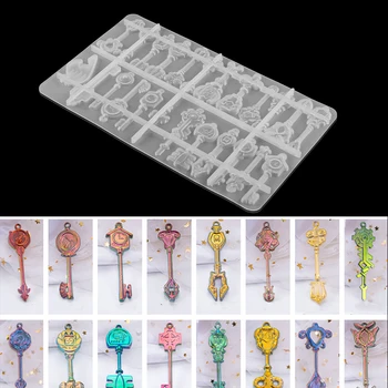 24 Stiluri Cheie de Forma Pandantiv Bijuterii din Silicon Mucegai DIY Meșteșug de Flori Uscate de Rășină Decorative DIY Meserii Mână de Luare de Bijuterii Instrumente