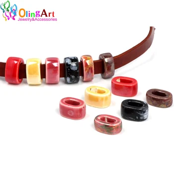 OlingArt 18*10mm 6Pcs/lot Piele cleme Ceramice gaură pătrată margele Noi de Vânzare Fierbinte Multicolor amestecarea DIY Bijuterii din piele