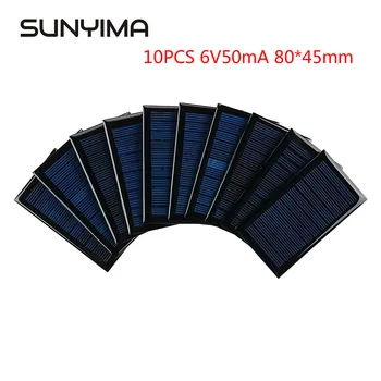 SUNYIMA 10BUC 80x45mm 6V 50mA 0,3 W Panou Solar Mini Sistem Solar DIY pentru Baterie Încărcătoare de Telefon Mobil Portabil de Celule Solare