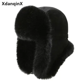 XdanqinX Noi de Iarna Barbati piele de Căprioară Rece Dovada Bombardier Pălării Plus Catifea Caldă Căști de protecție Căciulă de Protecție pentru Urechi Windproof de Echitatie Cap căciulă de Schi