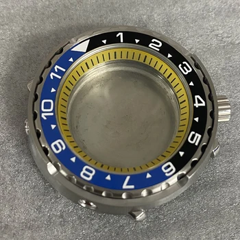 Galben Inner Shadow 45mm Caz Ceas din Sticla Minerala, carcasa din Otel Inoxidabil Accesorii Ceas Potrivit pentru NH35/NH36 Mișcări