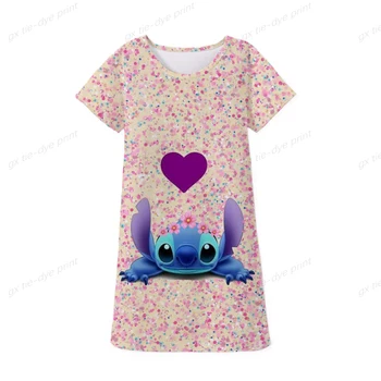 Copii Îmbrăcăminte pentru Femei Marca Disney Stitch Model de Animație de Imprimare 2022 Noi de Vara pentru Femei Îmbrăcăminte pentru Copii Princess