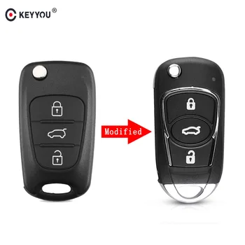 KEYYOU Înlocuire 3 Buton Modificat Flip Pliere Telecomanda Cheie Auto Shell Pentru Hyundai I30 I40 I20 IX35 Avante chei Cu logo-ul