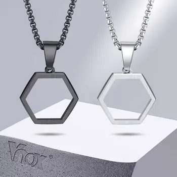 Vnox Minimalist Tubulare Hexagon Coliere pentru Barbati Femei, din Oțel Inoxidabil Geometrice Pandantiv Neck Bijuterii Guler