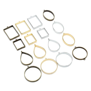 10buc UV Rășină Epoxidică Mucegai Metal Geometrice Cadru Instrumente Oval Rotund Waterdrop Pandantiv Farmece Accesorii pentru Bijuterii DIY