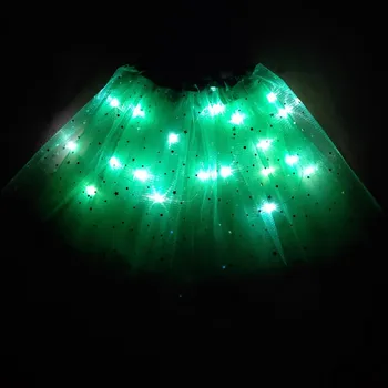 2020 nouă Lumină LED-uri Fata de Copii Haine Star Fusta Tutu Princess Party Balet Tul Pettiskirt Copil de Balet, Dans de anul nou verde