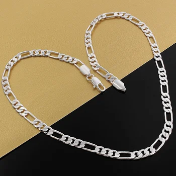 De vânzare la cald Argint 925 culoare Colier Bijuterii clasic de 20 de inci 6MM bărbați Femei lanț colier moda cadou de Crăciun