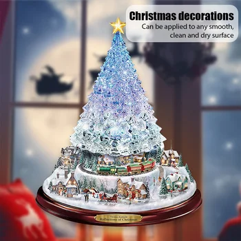 20x30CM Crăciun Cristal Copac Moș Crăciun, om de Zăpadă de Rotație Sculptura Fereastra Lipi Autocolant Iarna Petrecere de Anul Nou Decor Acasă