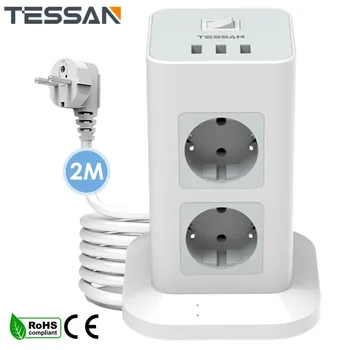 TESSAN UE prelungitor cu protecție la Supratensiune Prize Multiple cu 3/8 Modul 3 Prize USB Comutator 1.5/2M Cablu de Extensie pentru Biroul de Acasă