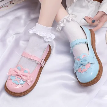2022 Noua Lolita Printesa Pantofi De Primăvară Cap Rotund Fund Gros Drăguț Japoneză Elevii Casual Bowknot Mandarin Rață Pantofi
