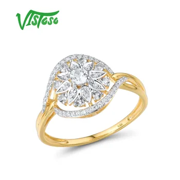 VISTOSO Reale 14K 585 Aur Galben Inel Pentru Femei Diamant Spumant Floare de Nunta Inele de Logodna de Mireasa de Lux Bijuterii Fine
