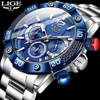 Noi LIGE din Oțel Inoxidabil Ceasuri Mens Sport rezistent la apa Luminos Cronograf Top Brand de Lux Cuarț Bărbați Ceas Relogio Masculino