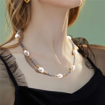 Tendință Mare Colier De Perle Pentru Femei Cravată Neregulate Alb Imitații De Perle Colier Bijuterii Rafinat Cristal Clavicula Nunta