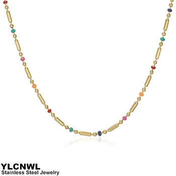 16-30 Inch Din Oțel Inoxidabil De Bambus Lanț Coliere Pentru Femei De Culoare De Aur Boem Cravată Colier Cu Email Lungă Perioadă De Bijuterii De Lux