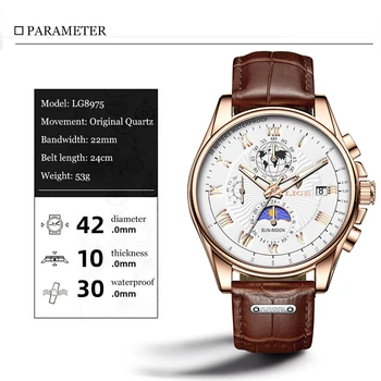 LIGE Top Brand de Lux pentru Bărbați Ceasuri Impermeabil Luminos Piele Casual Sport Cuarț Ceas de mână de Om Ceas Militar Pentru Bărbați relogio