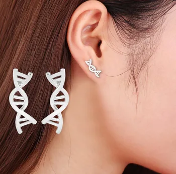 La modă Dublu Helix Cercei Drăguț ADN Molecular Cercei pentru femei Împleti Molecule Chimice Spin ADN-Cercei bijuterii