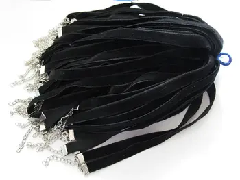 10buc 13inches Reglabil 10mm Plat Catifea Neagră Cravată Colier Cablu Șir Coarda,DIY ștrasuri din Mărgele Pandantiv Charm Cablu,Tatuaj Cravată