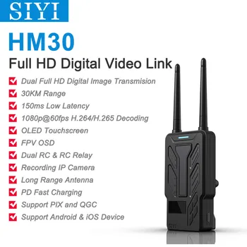 SIYI HM30 Full HD Video Digital Link-ul Sistemului Radio Emițător de la Distanță de Control Touchscreen OLED 1080p 60fps 150ms FPV OSD 30KM