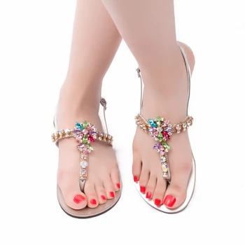 NOUĂ Femei Vara Sandale de Plaja Bohemia Diamant Pantofi de Moda Doamnă T-strap Thong Tlip Flops Casual Stralucitoare Papuci de casă Plus Dimensiune