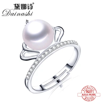 2020 New Sosire Naturale de apă Dulce Pearl Inel Zirconiu Coroana Design 925 Sterling Silver Ring Moda Accesorii Cadouri pentru fete