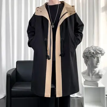 2021 Primăvară Lung Haina Stil Casual Barbati de Înaltă Calitate Trench Casual Hoooded Jachete Îmbrăcăminte pentru Bărbați Geci Impermeabile
