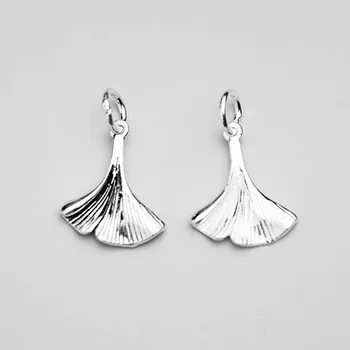 Argint 925 Destul de Frunze de Ginkgo Legăna Farmece Meșteșuguri Frunze de Argint Pandantiv Femei Bărbați DIY Bijuterii Accesorii