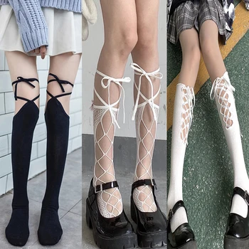 Ciorapi negri Genunchiul Coapsa Inalta Șosete Lenjerie Sexy din Dantela Transparenta deget in fund Ciorapi de Moda de Vara pentru Femei lolita Ciorapi