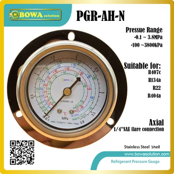 3.8 MPa înaltă presiune a agentului frigorific pentru manometru axial față flanșă de instalare este utilizat pentru diverse gaze, înlocuiți Refco sau LR indicatoare