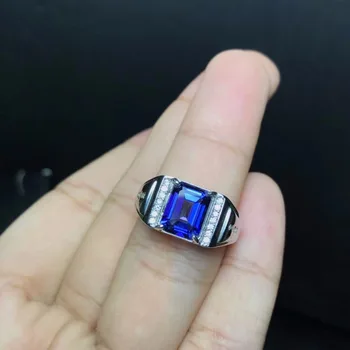 Royal Blue Topaz bărbați INEL argint 925 personalizat dimensiune inel nou recomandat simplu inel