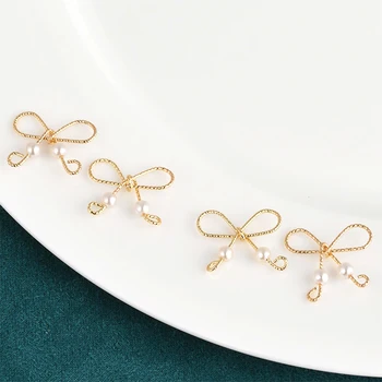 4buc de Cupru înfășurat în Aur de 14K split Floare Papion pearl pandantiv DIY realizate manual bijuterii cercei accesorii de par materiale