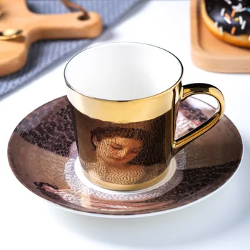Reflectorizante ceramice ceașcă de cafea fel de mâncare cu lingura oglindă creative de refracție galvanizare 