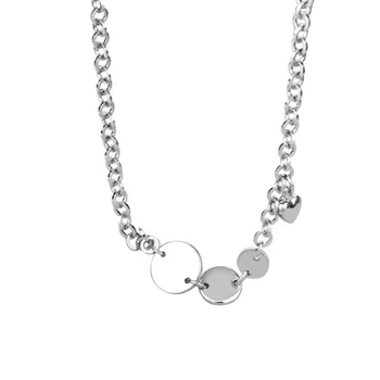 KOFSAC Trendy Argint 925 Coliere Pentru Femei Simplu Dragoste Inima Pandantiv Rotund Clavicula Lanț de Bijuterii Lady Cadouri