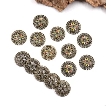 12pcs 25mm Rotund de Flori Conectori Email Bronz Antic cu Pandantiv Bijuterii accesorii