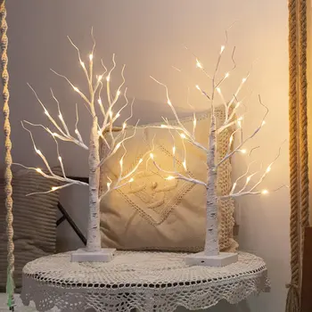 LED-uri de Mesteacan Pom de Crăciun Lumina de Noapte 60LEDs Control Tactil 8 Moduri de Zână Salcie Lampa de Noapte Pentru Dormitor Petrecere de Nunta de Decorare