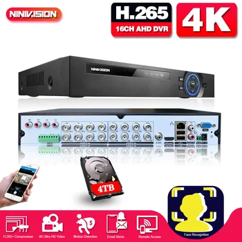 NINIVISION de Detectare a Feței 4K Xmeye Auido H. 265+ 16 Canale de 8MP, 5MP 2MP 16CH 6 in 1 USB Wifi Hibrid al XVI-lea NVR CVI TVi CCTV AHD DVR