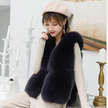 ZDFURS* blană haină de blană de vulpe design doamnelor iarna chiar haină de blană de vulpe detasabila real haină de blană pentru femei scurt vesta de blană veste