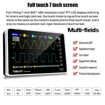 Noi FNIRSI-1013D Comprimat Digital, Osciloscop Dual Channel 100M lățime de Bandă Rată de Eșantionare 1GS Mini Tableta Osciloscop Digital
