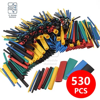530Pcs Asortate Poliolefină Heat Shrink Tube Cablu Mâneci Folie de Sârmă Set 8 Dimensiune Multicolor