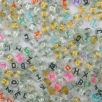 100buc/lot Mixt engleză Scrisoare Margele Acrilice Rotunde Plate Alfabetul Margele Pentru Bijuterii Handmade, Diy Bratari Coliere