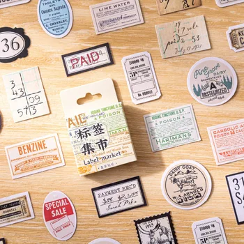 46pcs Eticheta Vintage Bazar de Colectare Decorative Papetărie Planificator mini-Autocolante Scrapbooking DIY Jurnal Album Stick Lable