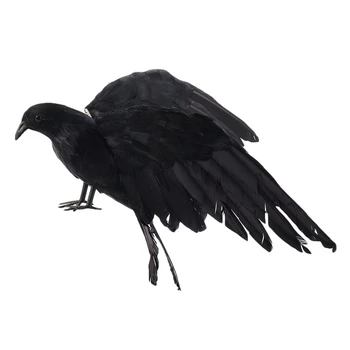 Halloween prop pene de Cioara păsări mari 25x40cm de raspandire aripile Black Crow model de jucărie jucărie,Performanta prop